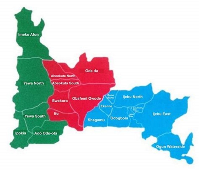 Ogun State Map and L.G.As