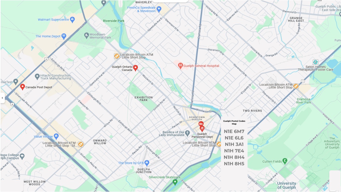 Guelph Postal Codes Map