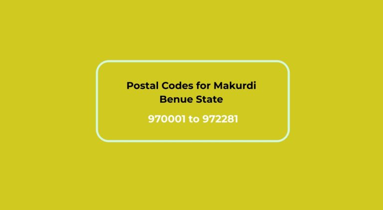 Postal Codes for Makurdi Benue State