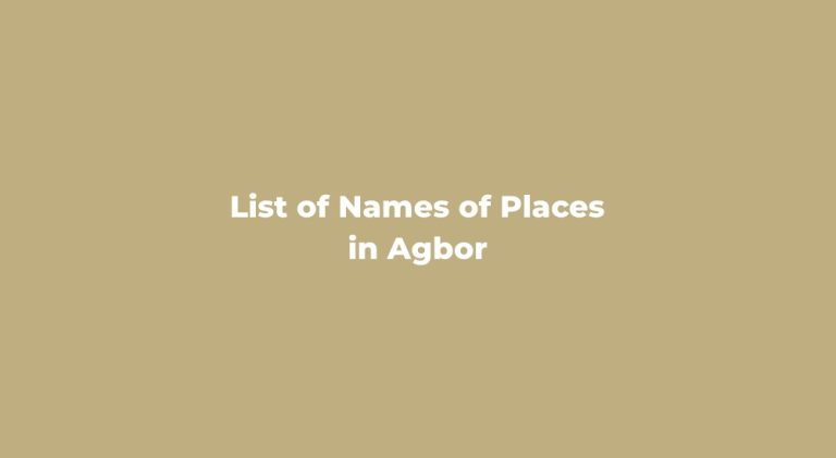 Names of Places in Agbor