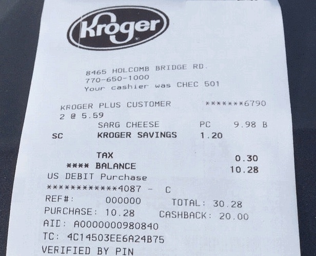 Kroger Receipt